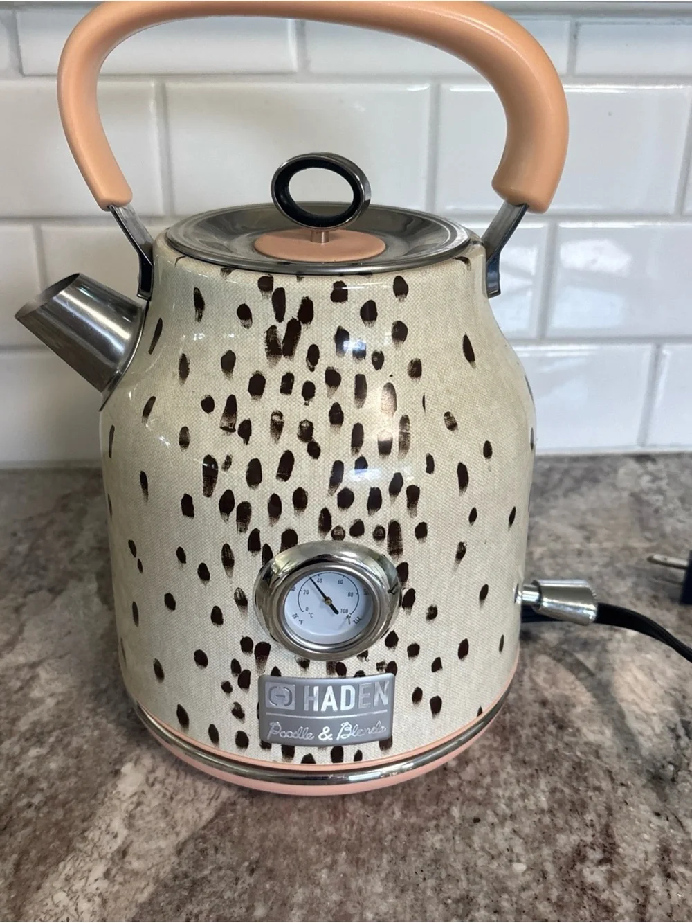 HADEN Rare Poodle & Blonde- Brown & Cream Electric Kettle, 1.7 L, 7 cups-Works!